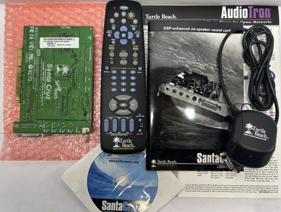Vintage Turtle Beach Santa Cruz TB400-2541-01 PCI mit Handbuch, CD, Funkfernbedienung