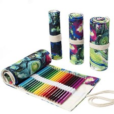 24/36/72 Slots Pencil Wrap Pencil Rolls, Artist Colored Pencils Roll Up Bag S...
