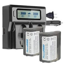Power2000 2x Nikon EN-EL18d 10.8V 3800mAh Li-Ion Battery w/Dual Bay LCD Charger