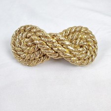 Vintage French Gold Rope Knot Barrette Metallic Braided Hair Clip Made in France