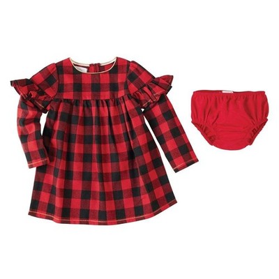 Mud Pie Alpine Village Red Buffalo Check Dress Set  9-12 Months