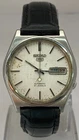 Vintage Classic Seiko5 White Dial "Day/Date" 7019 Watch Leather Strap Automatic