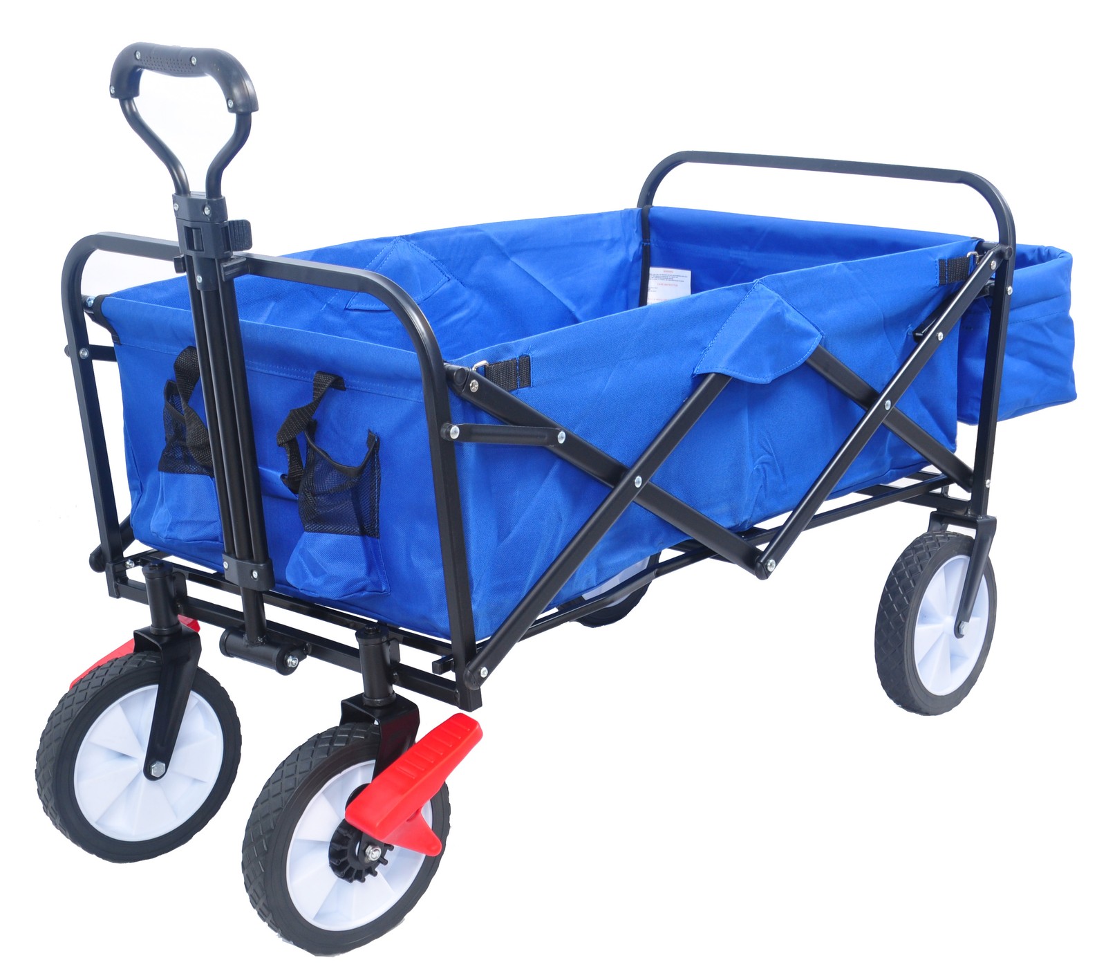 Folding Wagon Cart 150LB Capacity, Blue Garden Beach Shoppin