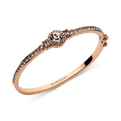 GIVENCHY Bracciale tondo con cerniera in cristallo e pavè oro rosa