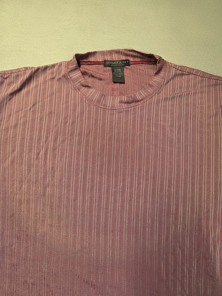 Camiseta Domani Platino Acanalada Talla XXL Unisex Roja Rayas Mangas Cortas Cómoda Top Foto 2 de 4