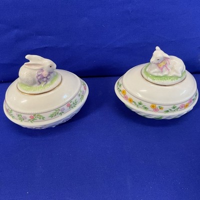 Lenox Easter Egg Trinket Pill Box 1994 Rabbit Easter Egg 1995 Lamb Easter Egg