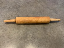 Vintage Hard Wood Rustic Long Heavy Rolling Pin with Natural Wood Handles 17  