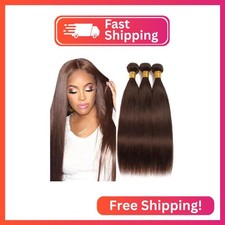 4 Brown Human Hair Bundle Chocolate Brown Straight Bundles 16 18 20 inch 10A 10