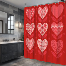 Cute Pink Hearts Shower Curtain for Valentine's Day Decor