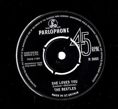 ❤️ The Beatles ~ She Loves You ❤️  Classic 1963 Vinyl 7" Single .... VG plays EX
