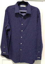 Hart Schaffner Marx Men's XLG Luxury Performance Blue/White Lng. Slv. - EUC 