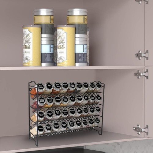 Spice Rack W/ 36 Glass Jars & Labels Countertop Wall Mounted Organizer New - Picture 3 of 7