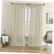 Natural Linen Blended Curtains Back Tab 50"W x 90"L Pack of 2 Sandshell
