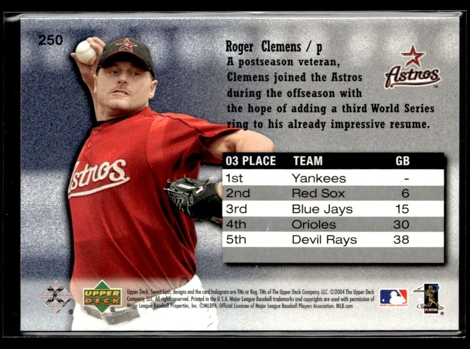 2004 Upper Deck Sweet Spot Pennant Drive Roger Clemens 117/299 Houston Astros - Image 2 of 2