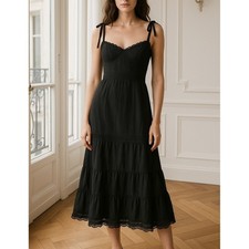 Reformation Adelle Eyelet Black Milkmaid Sz 10 Bustier Maxi Dress Organic Cotton