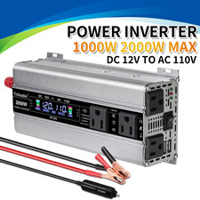 2000W Max Power Inverter 12V DC to 110V AC Car Charger Plug in Adapter Outlet