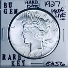 1927 P BU GEM PEACE SILVER DOLLAR UNC MS+++ U.S. MINT RARE KEY COIN 8256
