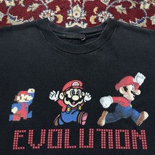 Vintage 2000s Super Mario Bros Evolution Nintendo Promo Video Game Tee Y2K