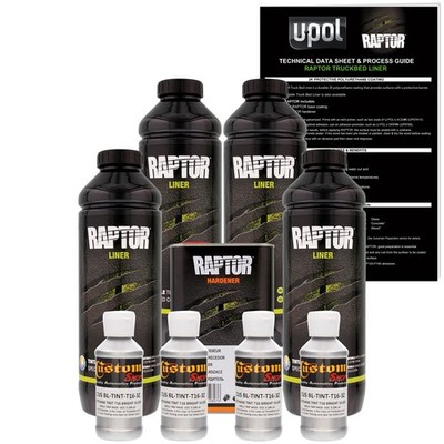 U-POL Raptor Tintable Bright Silver Spray-On Truck Bed Liner Coating, 4 Quarts