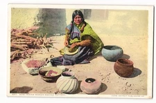 Detroit Publishing Co. Phostint 8811 Moki Indian Woman Making Pottery