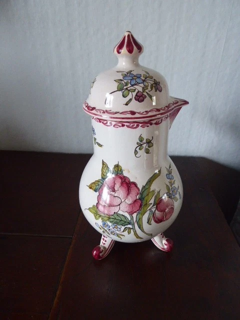 Chocolatière tripode MALICORNE signée Emile Tessier , décor  Fleurs et papillons - Photo 2/4