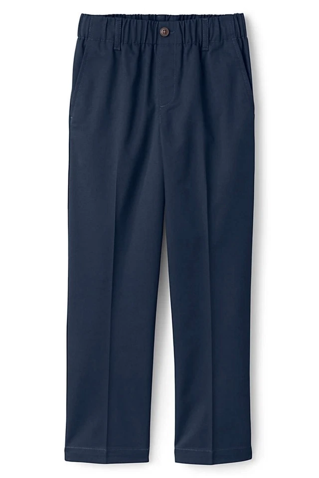 LANDS END Azul Marino Uniforme Escolar Cintura Elástica Pantalones Pull-On Niños 8 HUSKY NUEVO Foto 2 de 4