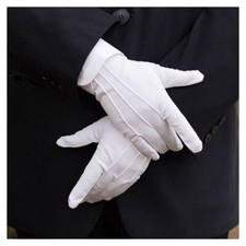 UNISEX WHITE WAITERS SERVING GLOVES SUPER QUALITY WAITERS GLOVE ELASTICATED CUFF