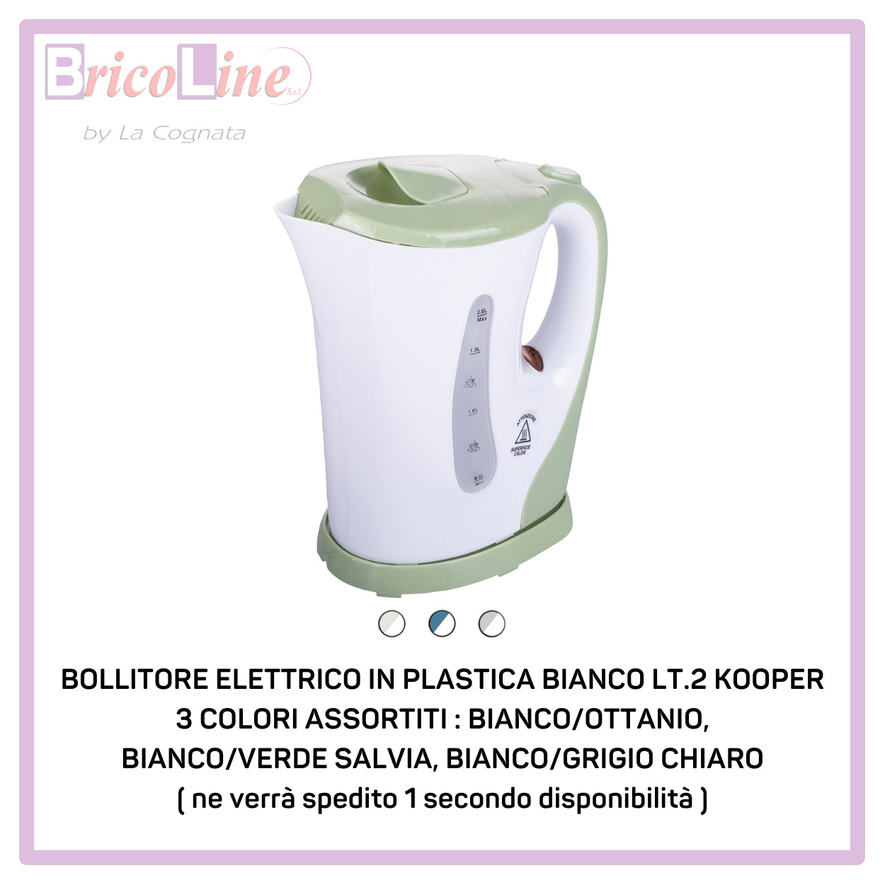 Bollitore Elettrico Kooper Bianco 2 Litri 1300W | Offerta E-commerce