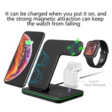 For iWatch iPhone 14 13 12 3 in 1 Qi Wireless Fast Charger Charging Station Dock