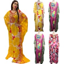 African Dashiki Women Rhinestone Chiffon Oversize Maxi Dress Kaftan Party Gown