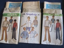 Vintage 1970s Simplicity Men's patterns incl UNUSED/Factory Fold SZ 8/14/18 B