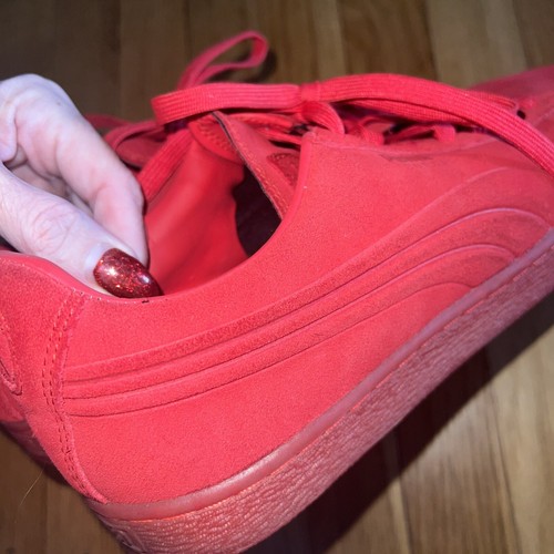 Scarpe casual Puma scamosciate gomma stringate uomo taglia 9,5 rosse sneakers ottime condizioni - Foto 9 di 10