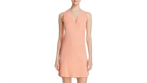 Three Dots Women's Short T-Shirt Dress Dress Size S Pockets Solid V-Neck A1552 - Picture 2 of 8
