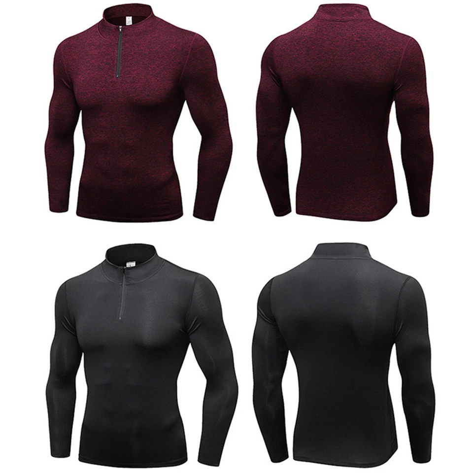 Hombres Manga Larga Cuello Soporte Terciopelo Deportes Prendas para el torso Fitness Elastizadas Sudadera Foto 3 de 4