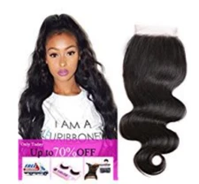10" Free Part Brazilian Hair Body Wave Lace Closure Top 8A Wet & Wavy Black 4x4"