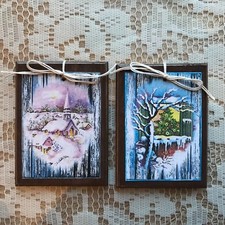 NEW 5 HandCrafted Wooden Christmas Ornaments/Winter HangTags SET1