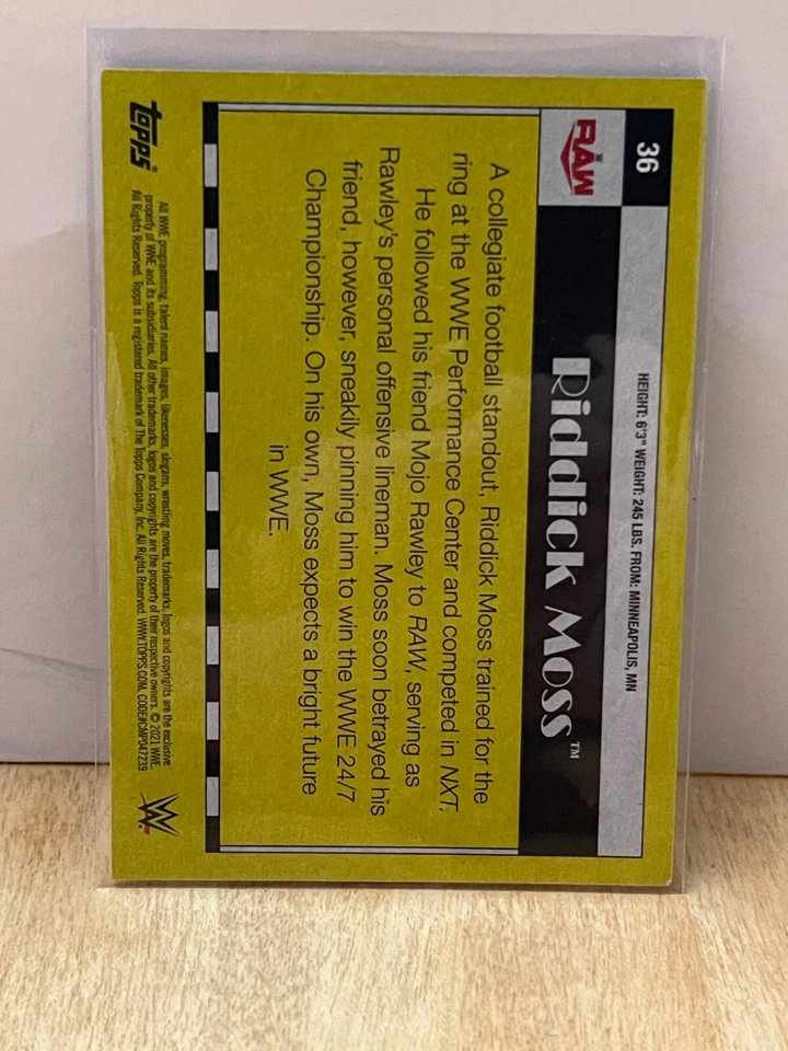 2021 Topps Heritage WWE RAW - #36 RIDDICK MOSS - Image 2 of 2