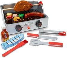 Kids Pretend Play Rotisserie and Grill Wooden Barbecue Cooking Food Set 24 pcs