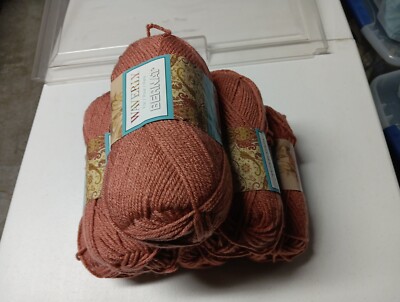 Bernat Waverly Yarn Lot Of 6 Skeins Bitter Rose Color 197yd X 6 !
