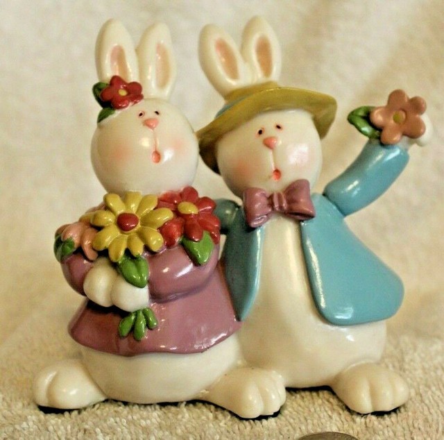 Easter bunnies figurine eBay