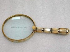 Brass Magnifying Glass 3"Lens Vintage Mother of Pearl Handle Reading Book Gift