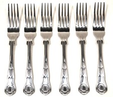 GRUNWERG KINGS DESIGN SET OF 6 FISH FORKS STAINLESS STEEL