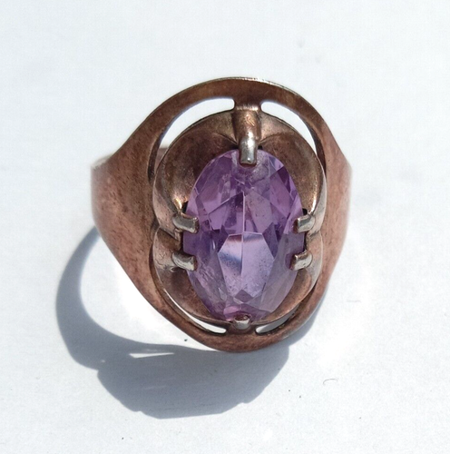 Bague Vintage URSS En Argent 875 Avec Améthyste - Pierre Délicate, Anneau Super - Occasion