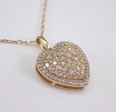 2Ct Lab Created Diamond Cluster Heart Women Pendant Necklace 14K Gold Plated