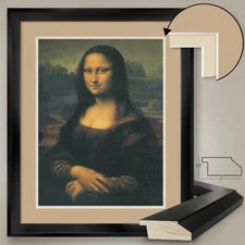 32W"x40H": MONA LISA by LEONARDO DA VINCI - DOUBLE MATTE, GLASS and FRAME