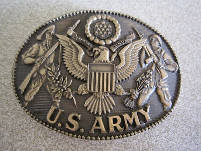 US Army Boucle de Ceinture bronze massif made in USA solid brass belt buckle - Photo 1/3