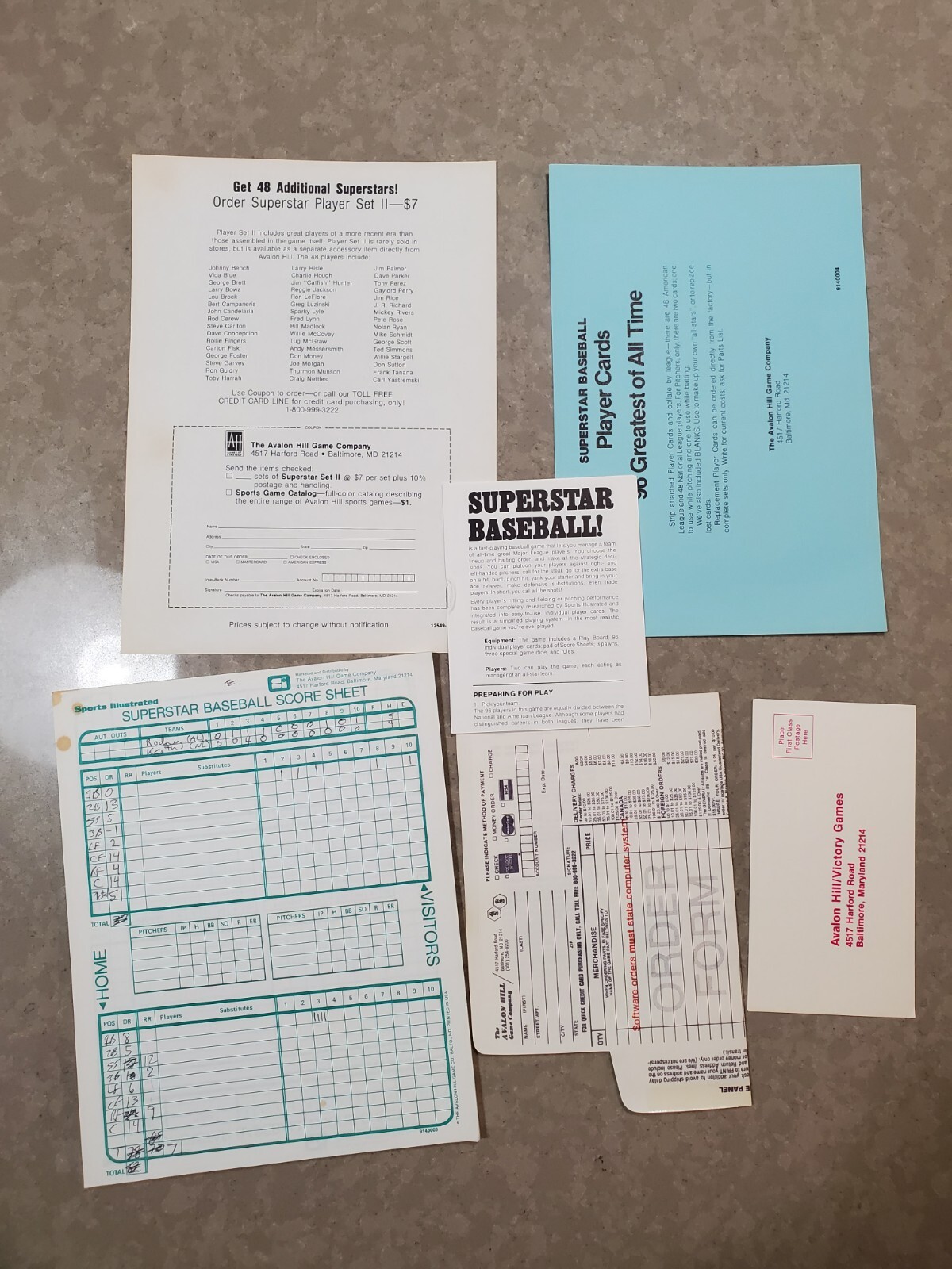 RARE Avalon Hill Sports Illustrated 1978 Superstar Baseball Board Game