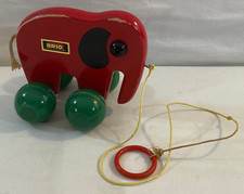 Vintage Brio Wooden Pull Toy Elephant