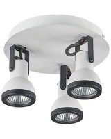 Runde Deckenlampe 3-Flammig Aus Metall Weiß / Schwarz Baro
