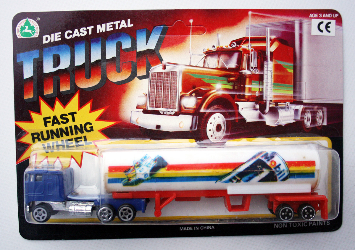 3x Vintage 80's Summer Die Cast Metal Truck With Tractor Trailer
